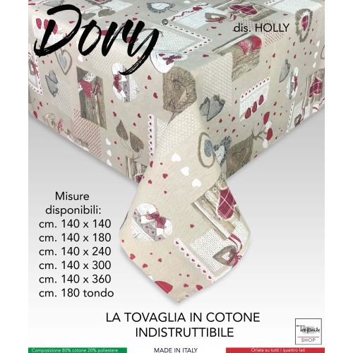 TOVAGLIA DORY tirolese CUORE HOLLY in cotone