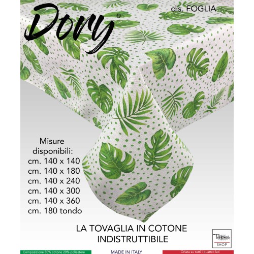 TOVAGLIA DORY foglia VERDE FOGLIE VERDI in cotone