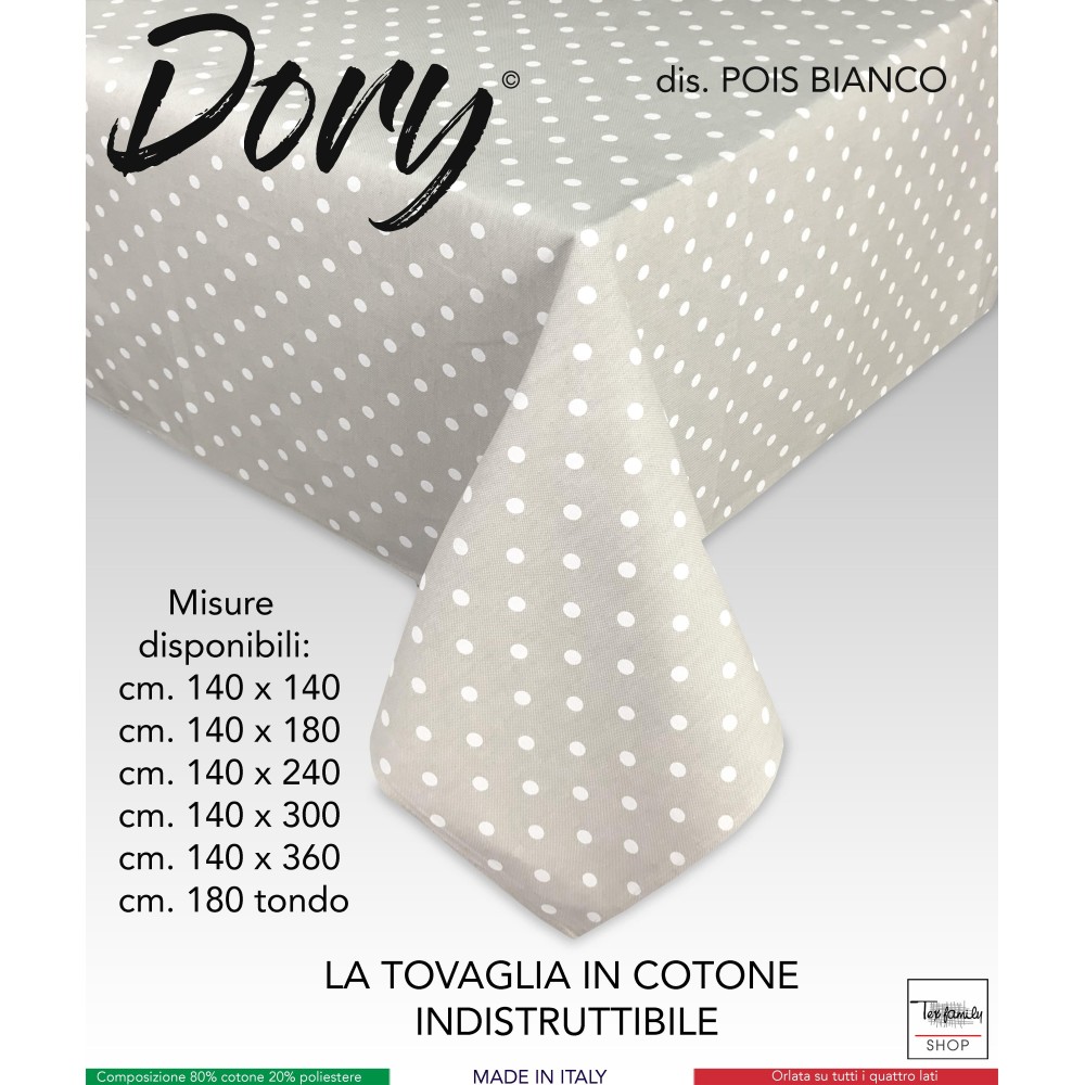 DORY TISCHDECKE WEISS POLKA DOTS Design aus Baumwolle