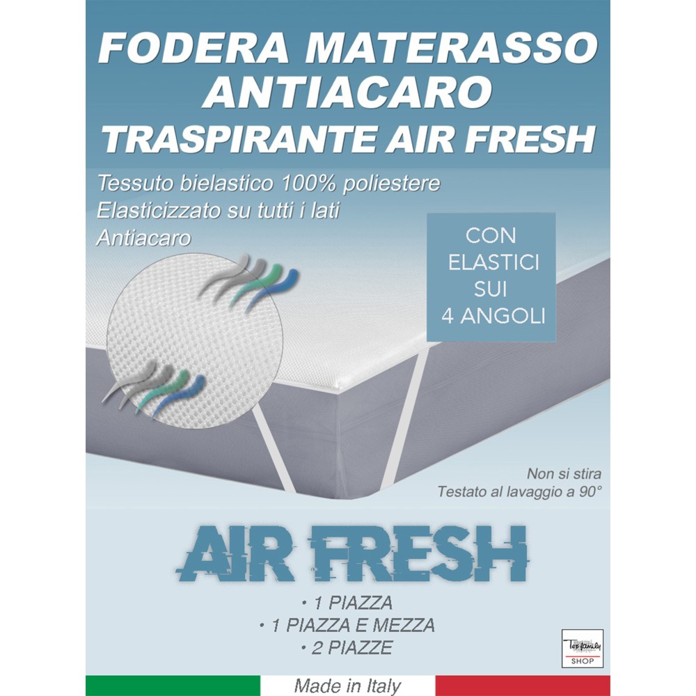 COPRIMATERASSO ANTIACARO TRAVERSA TRASPIRANTE AIR FRESH