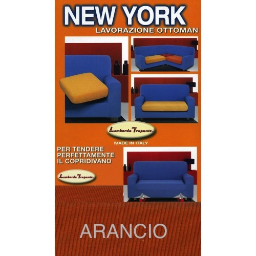 New York Orange Stretch Sofa Cover, Anti-scratch, for Sofas with Armrests, Universal Sofa Cover, Made in Italy