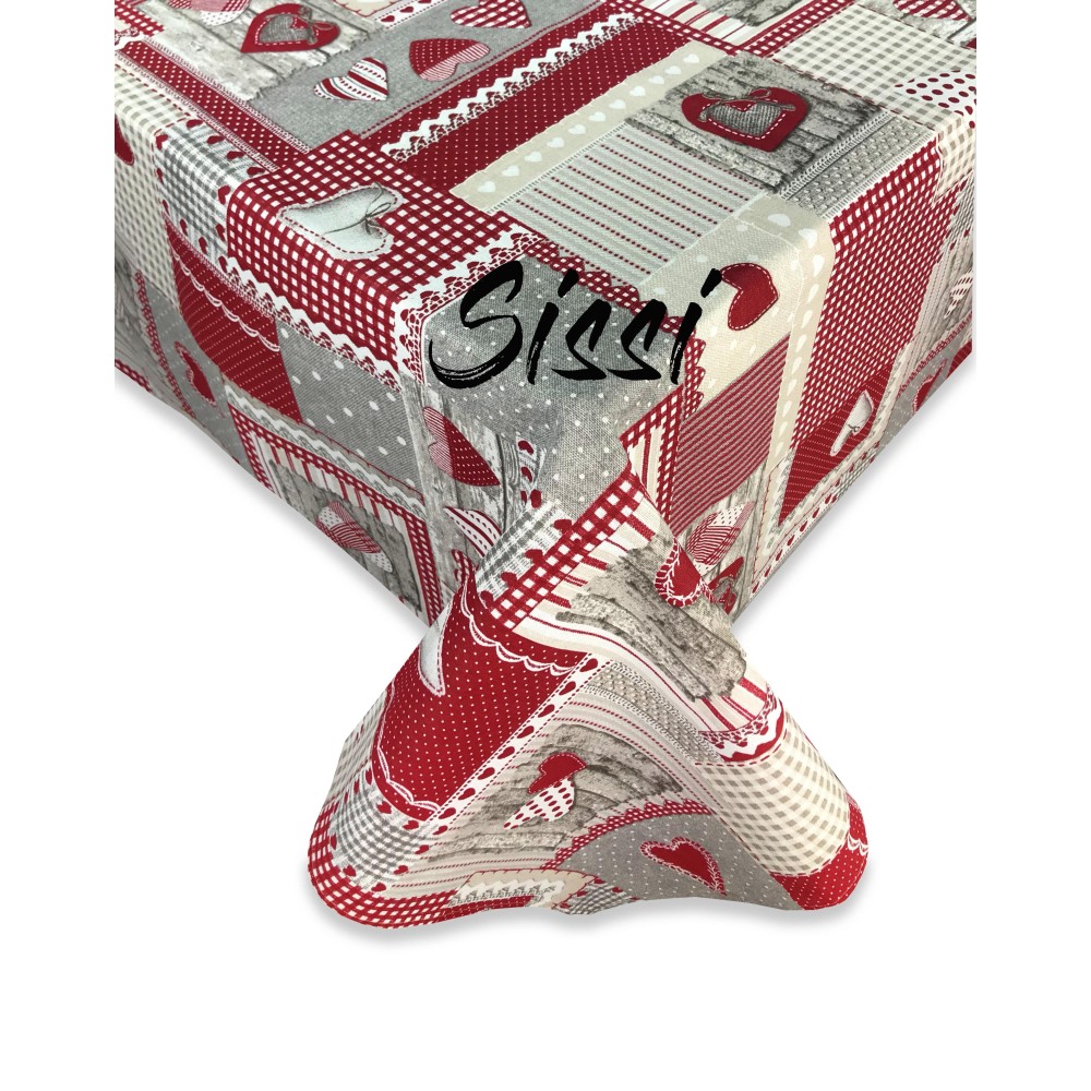 Tischdecke aus SISSI-Baumwolle APRICA RED Baumwolle