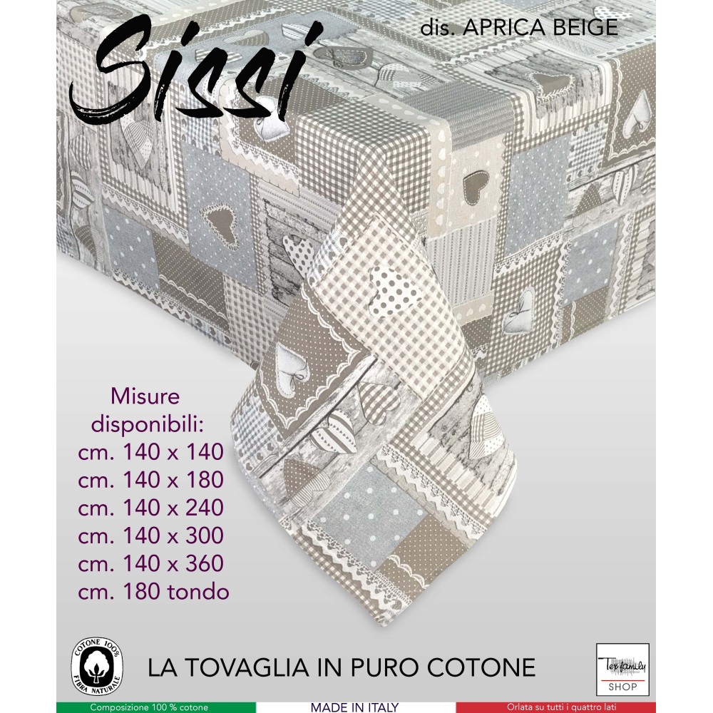 SISSI cotton tablecloth APRICA BEIGE cotton