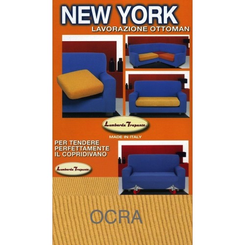 New York Ochre Stretch Sofa Cover, Anti-scratch, for Sofas with Armrests, Universal Sofa Cover, Made in Italy