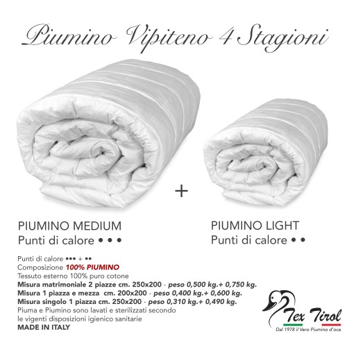 PIUMINO Oca TEX TIROL © Vipiteno 4 STAGIONI 100% Piumino OCA