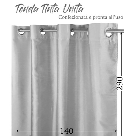 TENDA TINTA UNITA GRIGIO PERLA CM.140X290 CONFEZIONATA