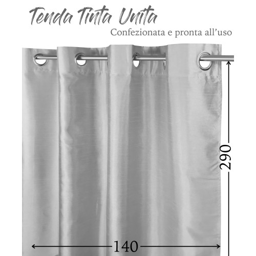 TENDA TINTA UNITA GRIGIO PERLA CM.140X290 CONFEZIONATA