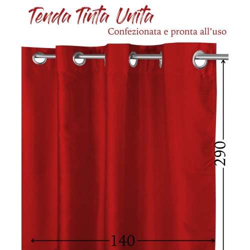 TENDA SHAY in tinta unita ROSSO BORDEAUX cm. 140X290 CONFEZIONATA