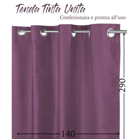 TENDA TINTA UNITA MALVA VIOLA CM.140X290 CONFEZIONATA