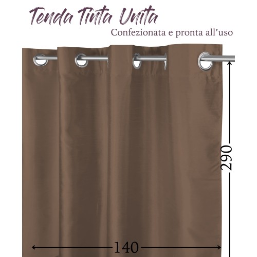 SHAY CURTAIN in solid color BROWN cm. 140X290 PACKAGED