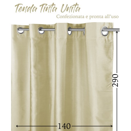 TENDA TINTA UNITA BEIGE PANNA CM.140X290 CONFEZIONATA