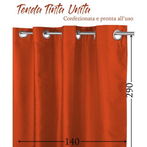 TENDA SHAY in tinta unita ARANCIO RUGGINE cm. 140X290 CONFEZIONATA