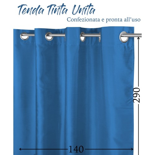 TENDA TINTA UNITA AZZURRO AVIO CM.140X290 CONFEZIONATA