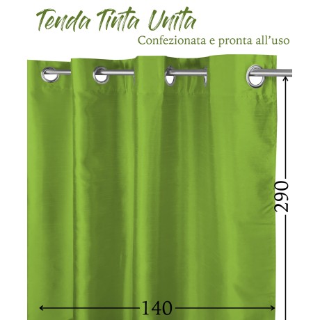 TENDA TINTA UNITA VERDE CM.140X290 CONFEZIONATA