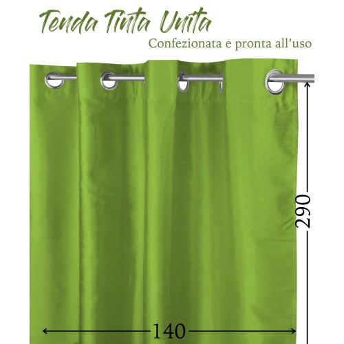 TENDA SHAY in tinta unita VERDE cm. 140X290 CONFEZIONATA