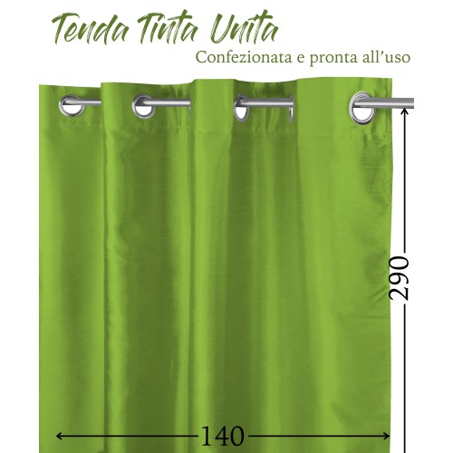 TENDA TINTA UNITA VERDE CM.140X290 CONFEZIONATA