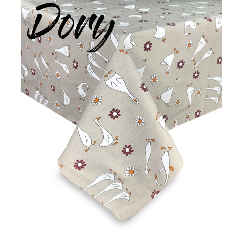 DORY GOOSE TABLECLOTH geese OCHETTE in cotton