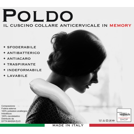 GUANCIALE CUSCINO COLLARE CERVICALE POLDO IN MEMORY DA VIAGGIO