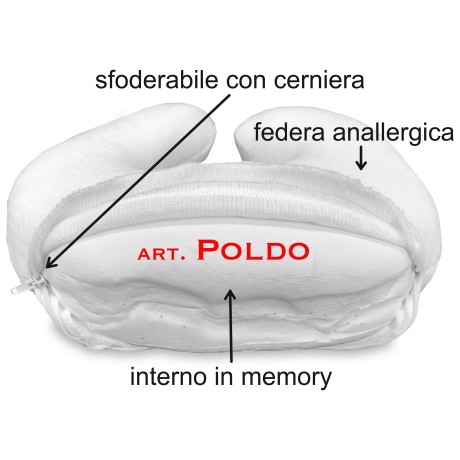 GUANCIALE CUSCINO COLLARE CERVICALE POLDO IN MEMORY DA VIAGGIO