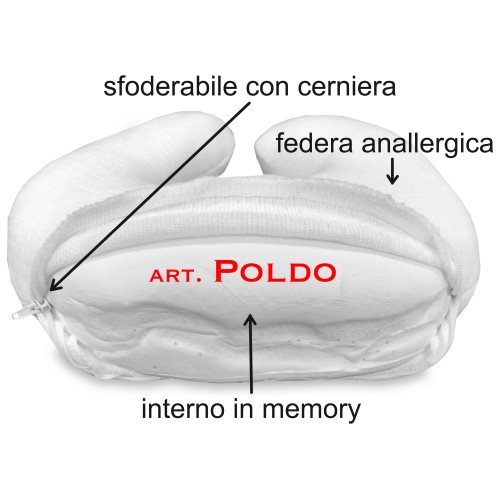 GUANCIALE CUSCINO COLLARE CERVICALE POLDO IN MEMORY DA VIAGGIO