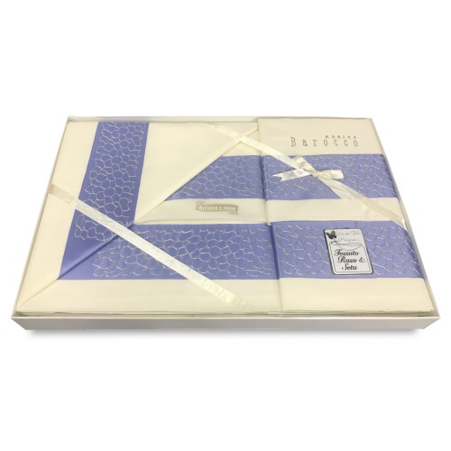 JUEGO DE SÁBANAS SHARON CON IDEA NUPCIAL LILA DE DOBLE BORDE