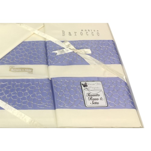 JUEGO DE SÁBANAS SHARON CON IDEA NUPCIAL LILA DE DOBLE BORDE