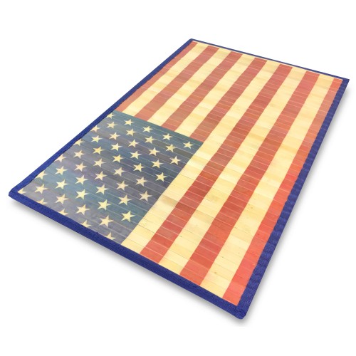 TEPPICH AUS BAMBUSHOLZ CM. 50X80 AMERIKA AMERIKANISCHE FLAGGE