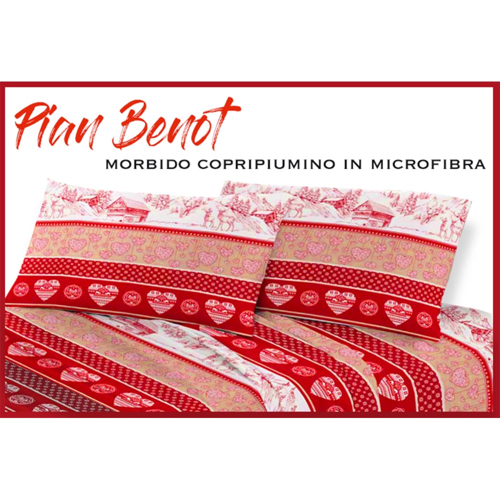 HOUSSE DE COUETTE TYROLIENNE BENOT AU SOL AVEC CŒURS ET BAIES DE CERF EN MICROFIBRE SOUPLE