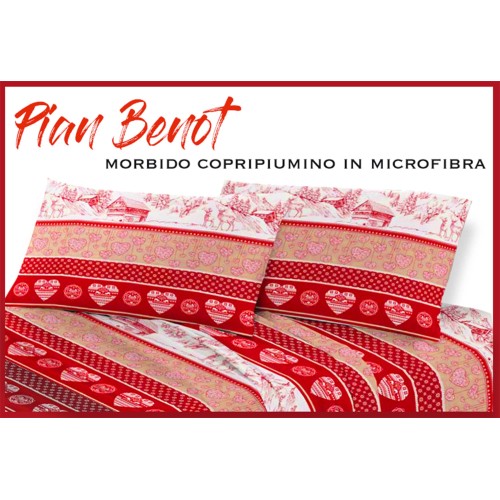 HOUSSE DE COUETTE TYROLIENNE BENOT AU SOL AVEC CŒURS ET BAIES DE CERF EN MICROFIBRE SOUPLE