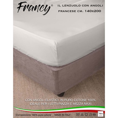 LENZUOLO CON ANGOLI BEIGE FRANCESE 1 PIAZZA E MEZZA 140 GRANDE MAXI