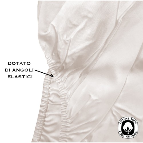 LENZUOLO CON ANGOLI BEIGE FRANCESE 1 PIAZZA E MEZZA 140 GRANDE MAXI