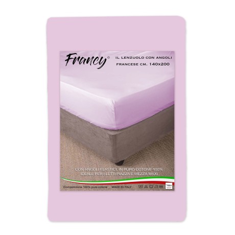 LENZUOLO FRANCY CON ANGOLI ROSA FRANCESE 1 PIAZZA E MEZZA GRANDE MAXI