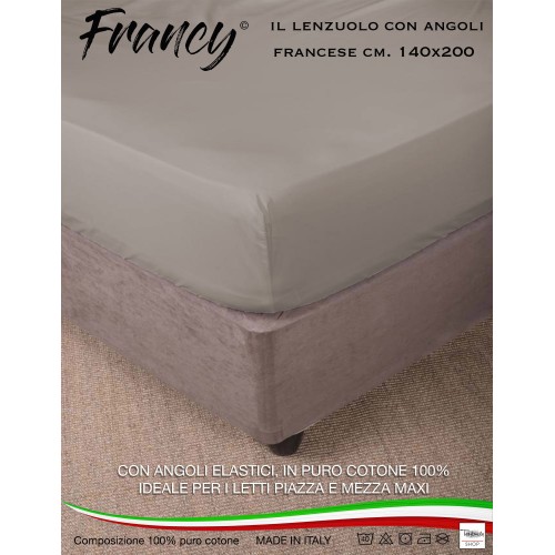 LENZUOLO FRANCY CON ANGOLI NOCCIOLA TORTORA FRANCESE 1 PIAZZA E MEZZA GRANDE MAXI