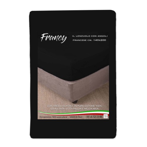 SPANNBETTTUCH FRANCY SCHWARZ FRANZÖSISCH 1 1/2 GROSSE MAXI