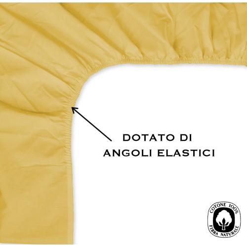 DRAP HOUSSE AVEC COINS FRANCY DE L'OCRE JAUNE FRANÇAIS 1 ET UN DEMI-CARRÉ GRAND MAXI