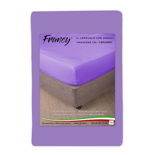 FITTED SHEET FRANCY FRENCH LILAC 1 AND A HALF LARGE MAXI