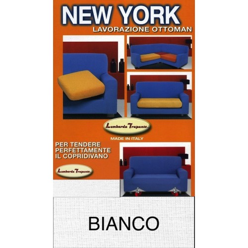 Funda de Sofá Elástica Blanco New York, Antiarañazos, para Sofás con Reposabrazos, Funda de Sofá Universal, Made in Italy