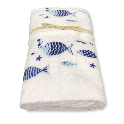 STRANDTUCH-SET FÜR FISCHE mit weißem Hintergrund