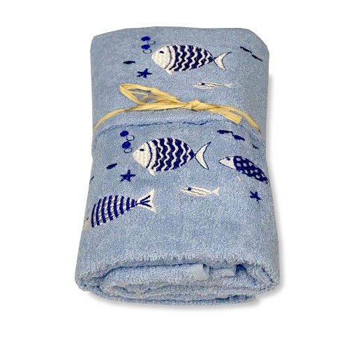 SET serviettes SEA FISH FOND BLEU