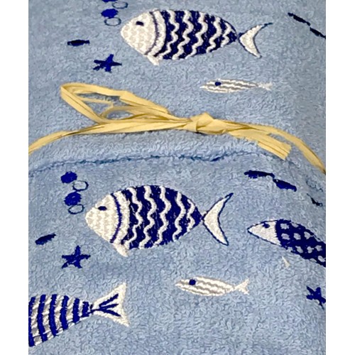 SET serviettes SEA FISH FOND BLEU