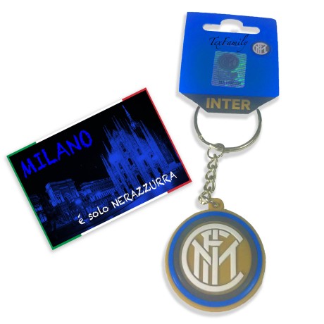 KEYCHAIN fait de CAOUTCHOUC SOUPLE F. C. INTER et MILAN EST la carte postale