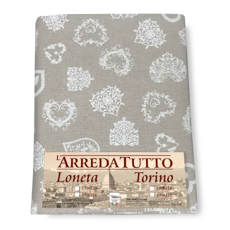 TELO ARREDO COPRITUTTO GRAN FOULARD COPRILETTO COPRIDIVANO TESSUTO DORY CUORE BIANCO