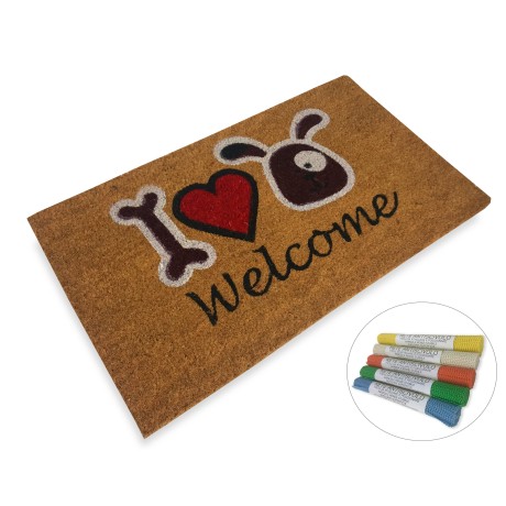 TAPIS de TAPIS de BIENVENUE j'ADORE les CHIEN + net " anti-dérapant PLUS