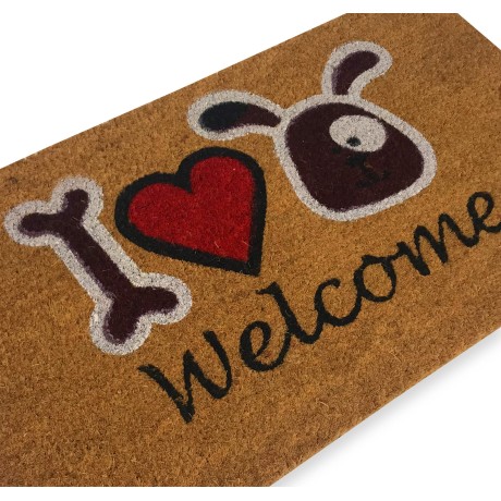 TAPIS de TAPIS de BIENVENUE j'ADORE les CHIEN + net " anti-dérapant PLUS