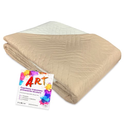 QUILTED BEDSPREAD ART SOLID COLOR TWO-TONE