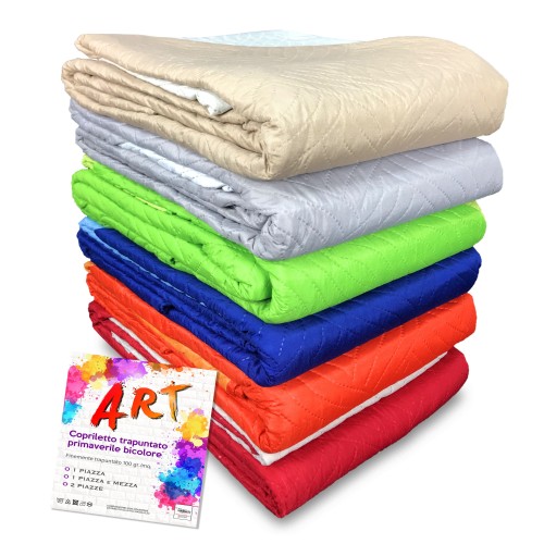 QUILTED BEDSPREAD ART SOLID COLOR TWO-TONE