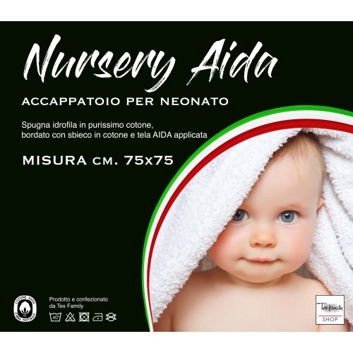 NEWBORN NURSERY AIDA BABY BATHROBE IN PURE COTTON TERRY CLOTH