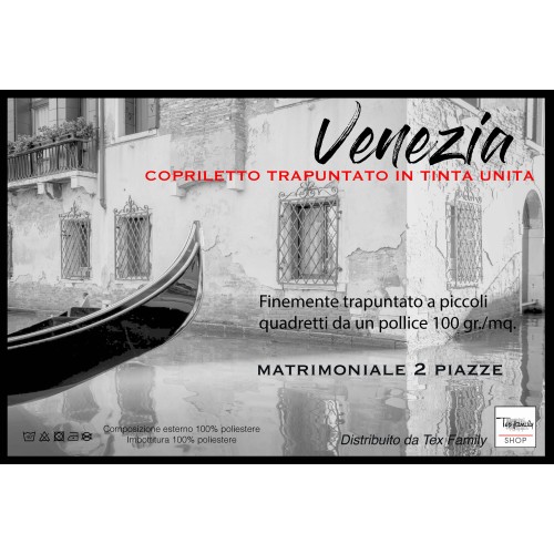 COPRILETTO TRAPUNTATO TINTA UNITA  VENEZIA MATRIMONIALE 2 PIAZZE