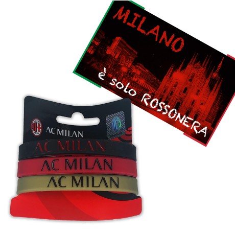 ENSEMBLE de 3 BRACELETS LOGO OFFICIEL A. C. MILAN et MILAN EST la carte postale