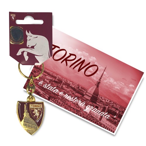 GOLDEN KEY RING IN ENAMELED METAL TORINO CALCIO FC and postcard TORINO È